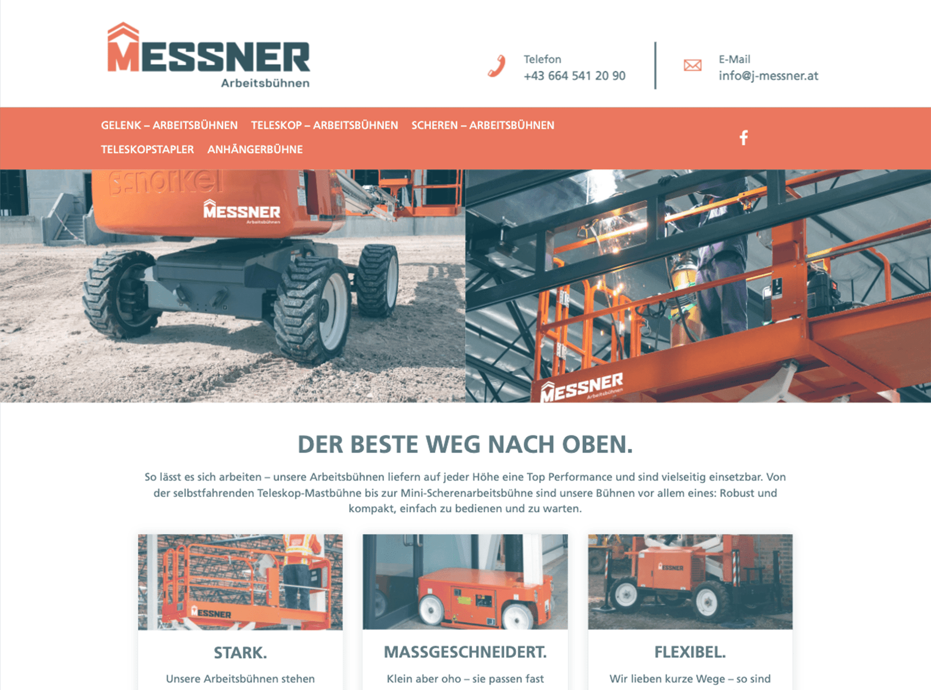 screenshot messner arbeitsbuehnen website
